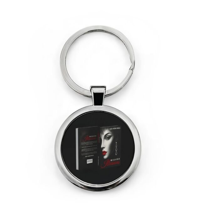 Round Stainless Steel Keychain — Gothic Noir Face Design Keyring